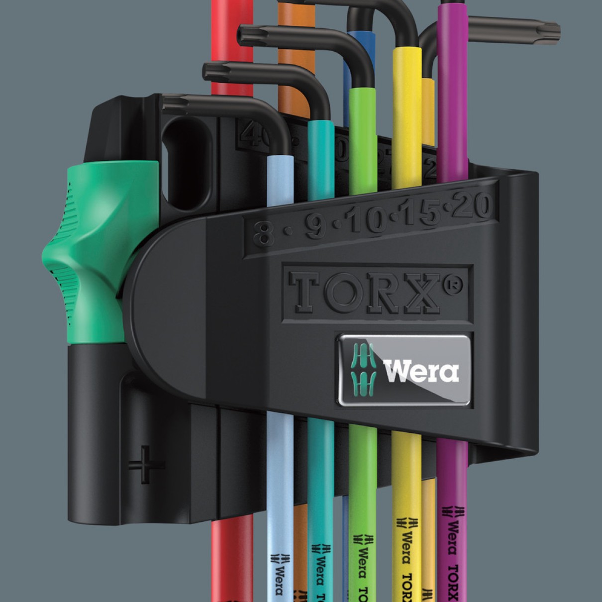 Assortimento Chiavi A L TORX BO Wera 9 Pezzi - Con Foro Per Viti Antimanomissione, Rivestimento BlackLaser, Codice Colore