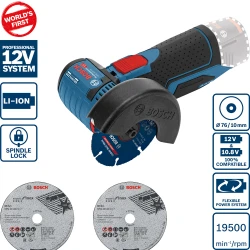 Мини ъглошлайф GWS 12V-76, SOLO, Ø76, 0,9kg, 06019F2000, BOSCH