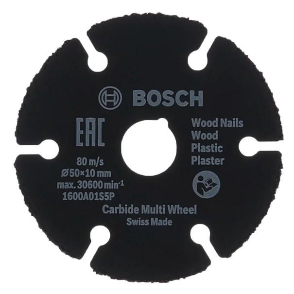 Карбиден диск за рязане на дърво и пластмаса 50x10mm, 1600A01S5X, BOSCH