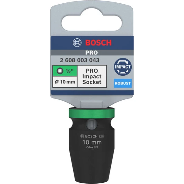 Вложка PRO Impact Socket, 1/2", 10 mm, стандартна, 2608003043, BOSCH