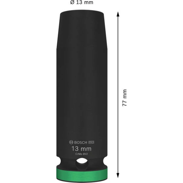Вложка PRO Impact Socket, 1/2", 13 mm, дълбока, 2608003047, BOSCH