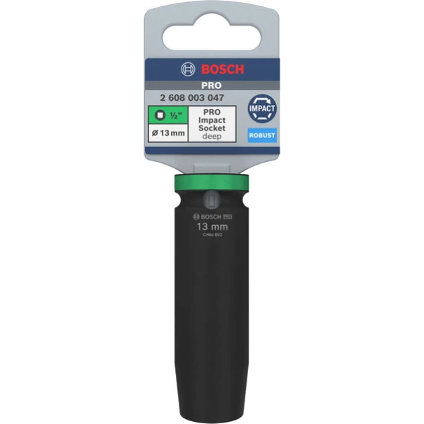 Вложка PRO Impact Socket, 1/2", 13 mm, дълбока, 2608003047, BOSCH
