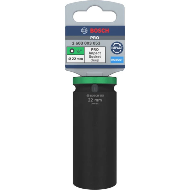 Вложка PRO Impact Socket, 1/2", 22 mm, дълбока, 2608003053, BOSCH