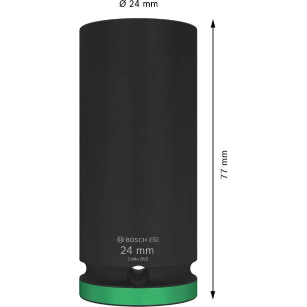 Вложка PRO Impact Socket, 1/2", 24 mm, дълбока, 2608003055, BOSCH