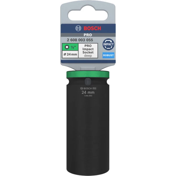 Вложка PRO Impact Socket, 1/2", 24 mm, дълбока, 2608003055, BOSCH