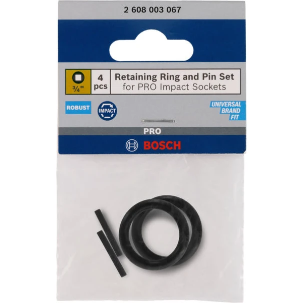 Комплект пръстен и щифт за PRO Impact Socket, 3/4", 4бр, 2608003067, BOSCH
