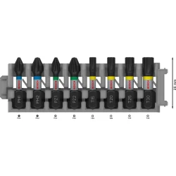 Комплект битове PRO Impact, PH1; PH2; PZ1; PZ2; T15; T20; T25; T30, 25 mm, 8бр, 2608521U61, BOSCH