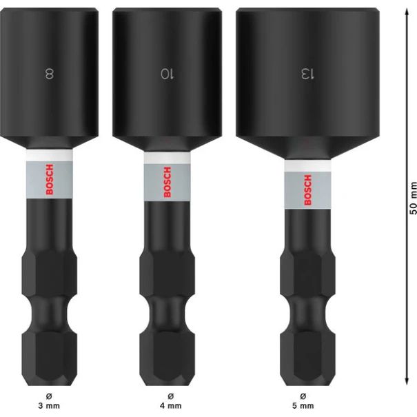 Накрайници PRO Nutsetter Impact, 8 x 50, 10 x 50, 13 x 50 mm, 3бр, 2608521U64, BOSCH