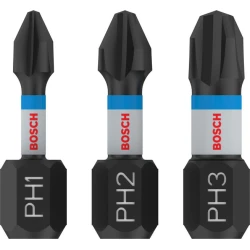 Битове PRO PH Impact, PH1 x 25, PH2 x 25, PH3 x 25 mm, 3бр, 2608522470, BOSCH