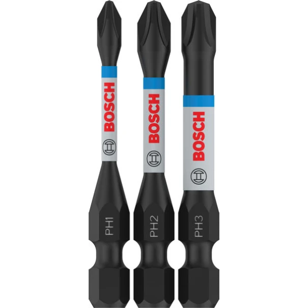 Битове PRO PH Impact, PH1 x 55, PH2 x 55, PH3 x 55 mm, 3бр, 2608522491, BOSCH