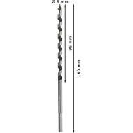 Винтово свредло с шип PRO Wood, 6 x 95 x 160 mm, 2608585694, BOSCH