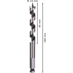 Винтово свредло с шип PRO Wood, 14 x 95 x 160 mm, 2608585701, BOSCH