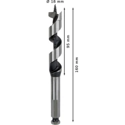 Винтово свредло с шип PRO Wood, 18 x 95 x 160 mm, 2608585704, BOSCH