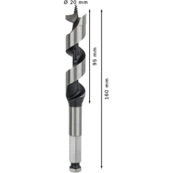Винтово свредло с шип PRO Wood, 20 x 95 x 160 mm, 2608585705, BOSCH