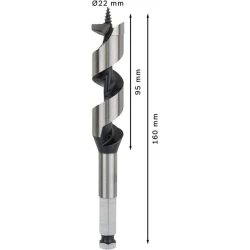 Винтово свредло с шип PRO Wood, 22 x 95 x 160 mm, 2608585706, BOSCH