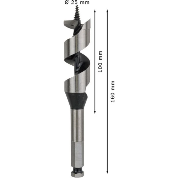 Винтово свредло с шип PRO Wood, 25 x 100 x 160 mm, 2608585708, BOSCH