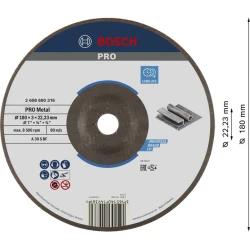 Композитен диск за рязане PRO Metal, 180 x 3 x 22,23 mm, oSa, 2608600316, BOSCH