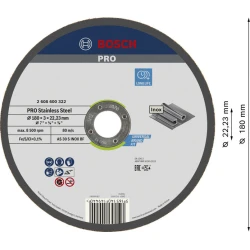 Диск за рязане PRO Stainless Steel, 180 x 3 x 22,23 mm, 2608600322, BOSCH