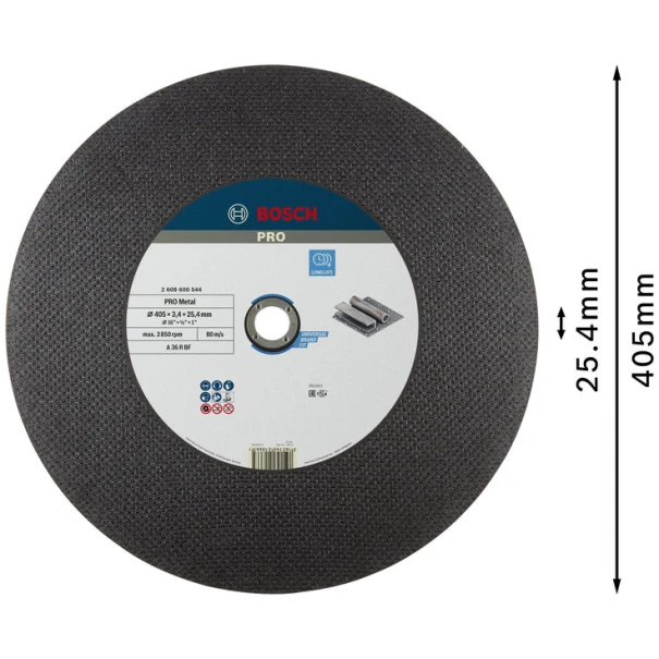 Композитен диск за рязане PRO Metal, 400 x 3,2 x 25,4 mm, 2608600544, BOSCH