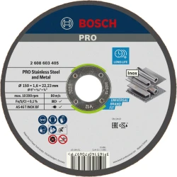 Композитен диск за рязане PRO Stainless Steel and Metal, 150 x 1,6 x 22,23 mm, прав, oSa, 2608603405, BOSCH