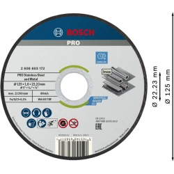 Диск за рязане PRO Stainless Steel and Metal, 125 x 1,6 x 22,23 mm, 2608619050, BOSCH