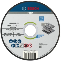 Диск за рязане PRO Stainless Steel and Metal, 125 x 1,6 x 22,23 mm, 2608619050, BOSCH