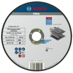 Композитен диск за рязане PRO Stainless Steel and Metal, 180 x 1,6 x 22,23 mm, прав, 2608619771, BOSCH