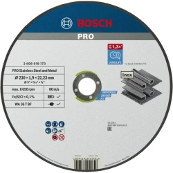 Композитен диск за рязане PRO Stainless Steel and Metal, 230 x 1,9 x 22,23 mm, прав, 2608619773, BOSCH