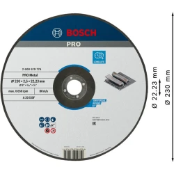 Композитен диск за рязане PRO Metal, 230 x 2,5 x 22,23 mm, 2608619776, BOSCH