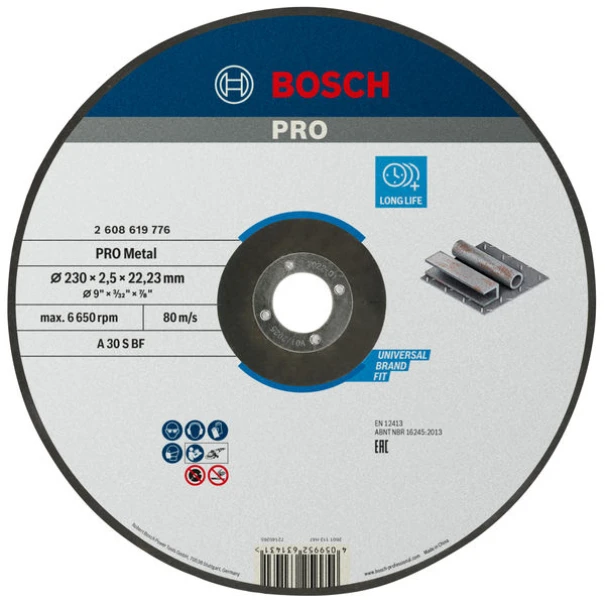Композитен диск за рязане PRO Metal, 230 x 2,5 x 22,23 mm, 2608619776, BOSCH