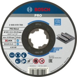 Композитен диск за рязане PRO Metal, 115 x 2,5 x 22,23 mm, X-Lock, прав, 2608619780, BOSCH