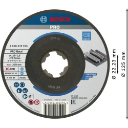 Композитен диск за рязане PRO Metal, 125 x 2,5 x 22,23 mm, X-Lock, с вдлъбнат център, 2608619783, BOSCH