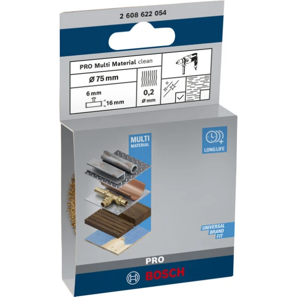Телен диск PRO Multi Material clean, за леки до средни натоварвания, права опашка, 75 x 0,2 mm, 2608622054, BOSCH