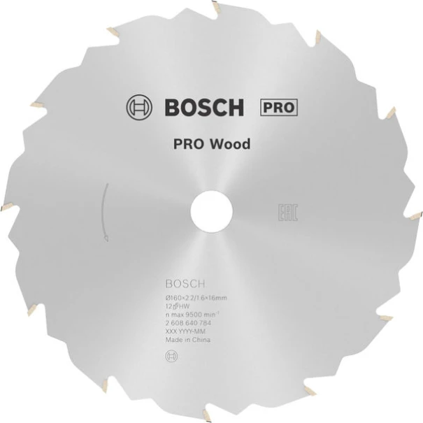 Диск за циркуляр PRO Wood, 160x2,2x16mm, z=12, 2608640784, BOSCH