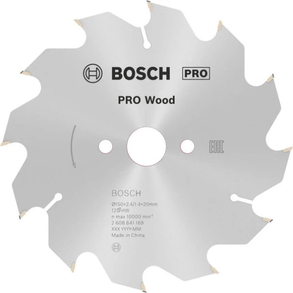 Диск за циркуляр PRO Wood, 150x2,4x20mm, z=12, 2608641169, BOSCH