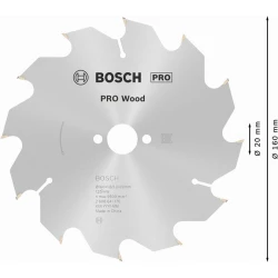 Диск за циркуляр PRO Wood, 160x1,8x20mm, z=12, 2608641170, BOSCH