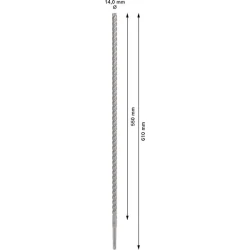 Свредло за перфоратор PRO SDS plus-5X, 14 x 550 x 610 mm, 2608836623, BOSCH