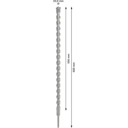 Свредло за бетон ф22  PRO SDS plus-5X, Ø22 x 550 x 600 mm, 2608836646, BOSCH