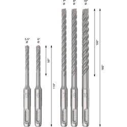 Комплект свредла за перфоратор PRO SDS plus-5X 5.5/6/7/8/10 mm, 5бр, 2608837138, BOSCH