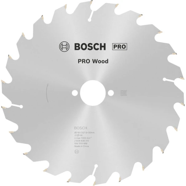 Диск за циркуляр PRO Wood, 216x2,6x30mm, z=22, 2608838410, BOSCH