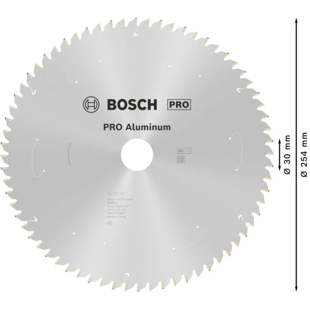 Диск за акумулаторен циркуляр PRO Aluminium cordless, 254x30x2,4mm, z=68, 2608842242, BOSCH