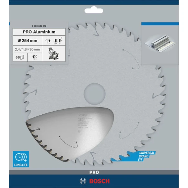 Диск за акумулаторен циркуляр PRO Aluminium cordless, 254x30x2,4mm, z=68, 2608842242, BOSCH