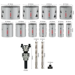 Комплект боркорона PRO Multi Material, дорник Q-Lock, 15бр, 2608901548, BOSCH