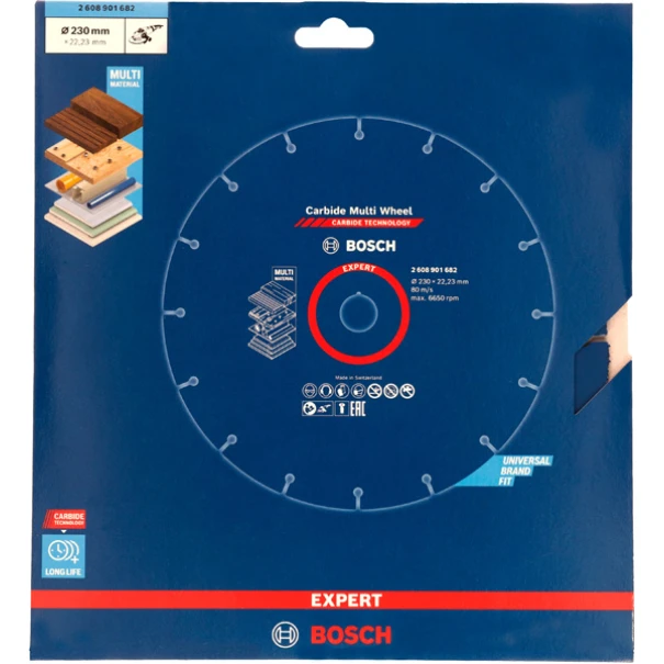 Диск за рязане EXPERT Carbide Multi Wheel 230 mm, 22,23 mm, 2608901682, BOSCH