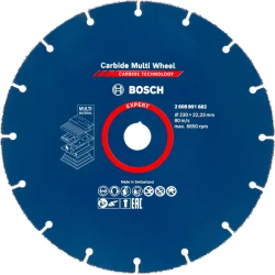 Диск за рязане EXPERT Carbide Multi Wheel 230 mm, 22,23 mm, 2608901682, BOSCH