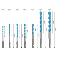 Комплект от 7бр свредла EXPERT HEX-9 Multi Construction, 4/5/6/8/10/12 mm, 2608902370, BOSCH