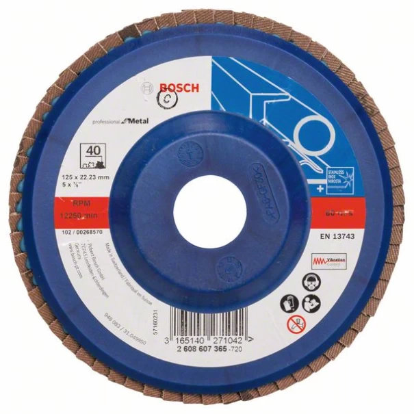 Диск ламелен за ъглошлайф X551, for Metal Ø125mm; G= 40, прав, 2608607365, BOSCH