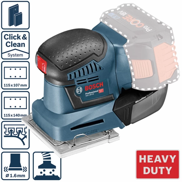 Виброшлайф за дърво акумулаторен GSS 18V-10, SOLO, 06019D0200, BOSCH