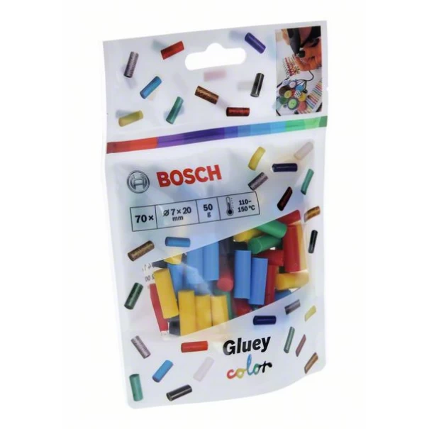 Пръчки лепилни Gluey, цветен микс 70 бр., 2608002005, BOSCH