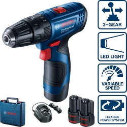 Винтоверт акумулаторен ударен GSB 120 LI, 2x2,0Ah, куфар, 06019G8100, BOSCH
